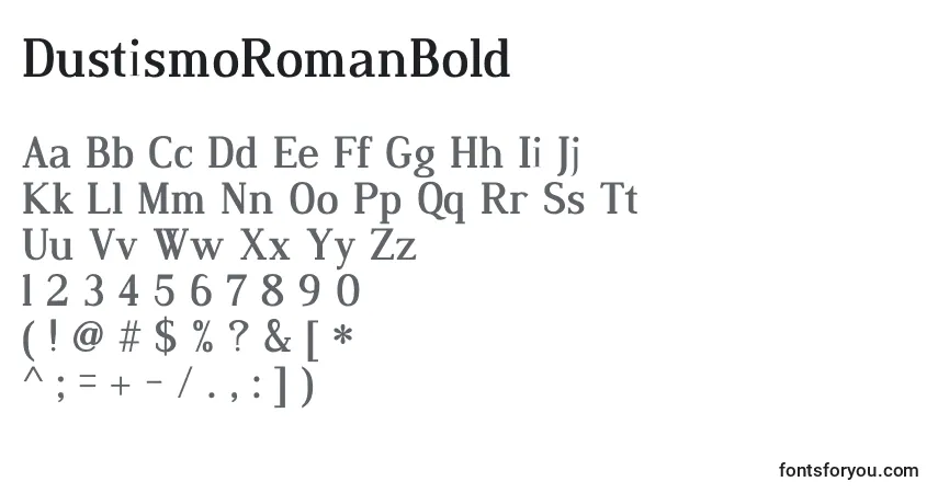 DustismoRomanBold-fontti – aakkoset, numerot, erikoismerkit