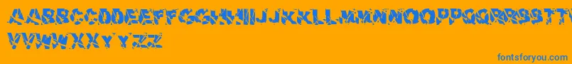 AerialDker-Schriftart – Blaue Schriften auf orangefarbenem Hintergrund