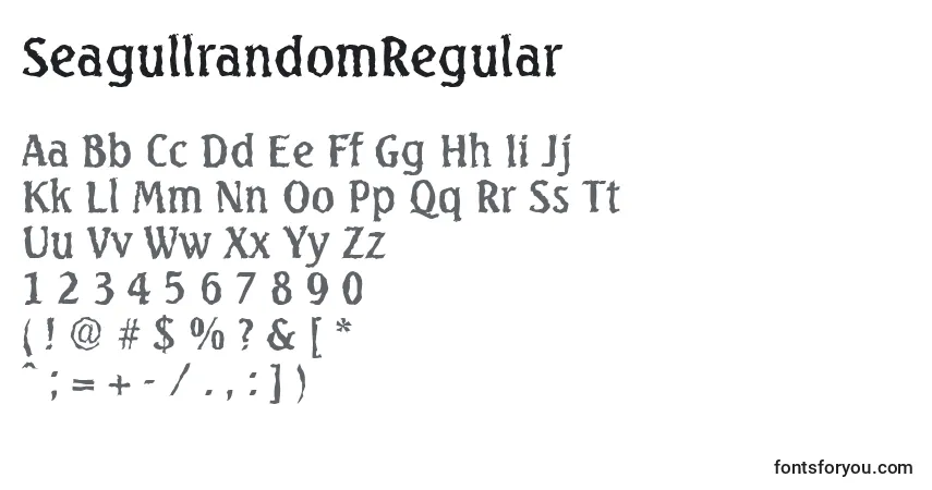 Czcionka SeagullrandomRegular – alfabet, cyfry, specjalne znaki