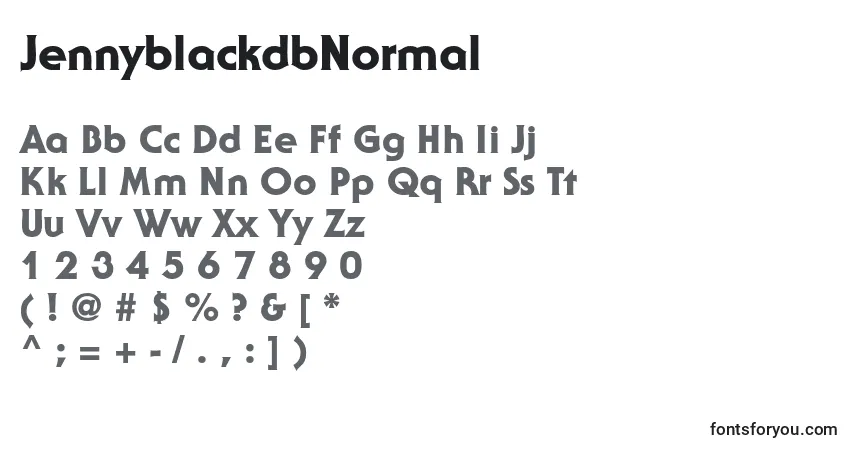 Schriftart JennyblackdbNormal – Alphabet, Zahlen, spezielle Symbole