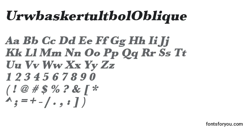 Czcionka UrwbaskertultbolOblique – alfabet, cyfry, specjalne znaki