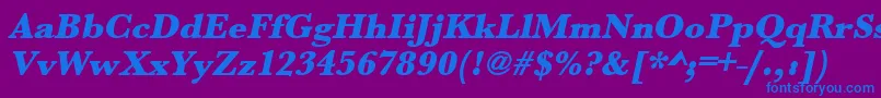 Czcionka UrwbaskertultbolOblique – niebieskie czcionki na fioletowym tle