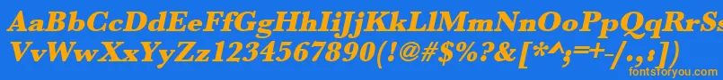 UrwbaskertultbolOblique Font – Orange Fonts on Blue Background