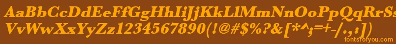 UrwbaskertultbolOblique-Schriftart – Orangefarbene Schriften auf braunem Hintergrund