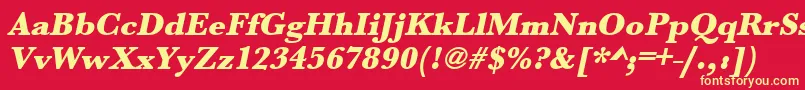 Czcionka UrwbaskertultbolOblique – żółte czcionki na czerwonym tle