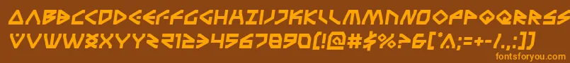 フォントTerrafirmasemital – オレンジ色の文字が茶色の背景にあります。