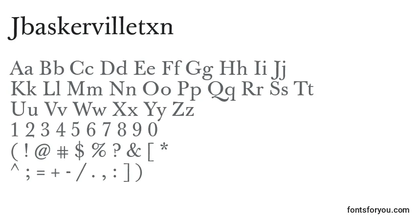 Czcionka Jbaskervilletxn – alfabet, cyfry, specjalne znaki