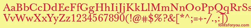 Czcionka Jbaskervilletxn – czerwone czcionki na żółtym tle