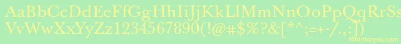 フォントJbaskervilletxn – 黄色の文字が緑の背景にあります