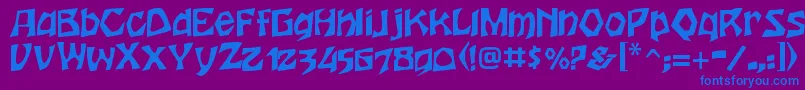 フォントHoutsneeletterRegular – 紫色の背景に青い文字