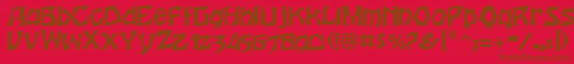 フォントHoutsneeletterRegular – 赤い背景に茶色の文字