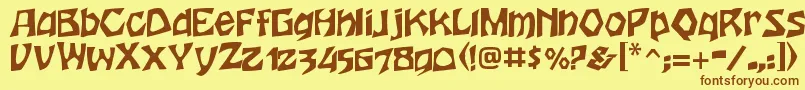 フォントHoutsneeletterRegular – 茶色の文字が黄色の背景にあります。