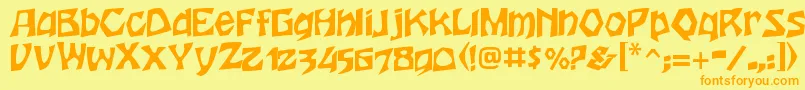 フォントHoutsneeletterRegular – オレンジの文字が黄色の背景にあります。