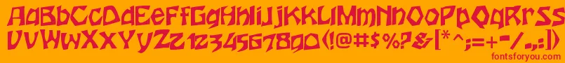 フォントHoutsneeletterRegular – オレンジの背景に赤い文字