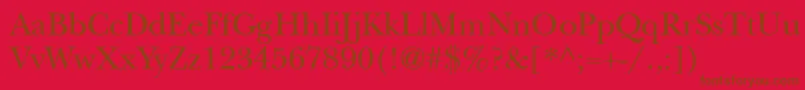 フォントNewbaskerville – 赤い背景に茶色の文字