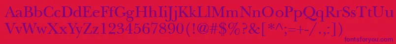 Newbaskerville Font – Purple Fonts on Red Background