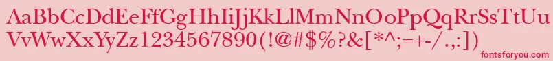 フォントNewbaskerville – ピンクの背景に赤い文字