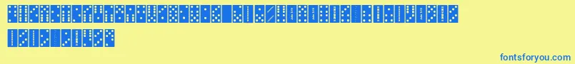 FeDominoes Font – Blue Fonts on Yellow Background