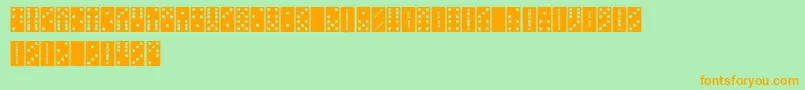 FeDominoes-Schriftart – Orangefarbene Schriften auf grünem Hintergrund
