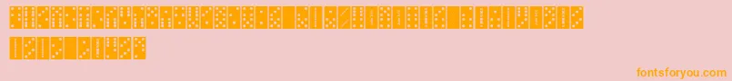 FeDominoes-Schriftart – Orangefarbene Schriften auf rosa Hintergrund