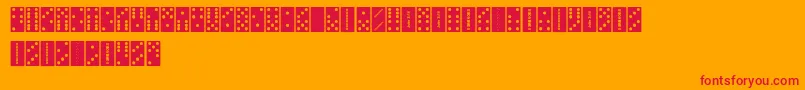 FeDominoes-Schriftart – Rote Schriften auf orangefarbenem Hintergrund