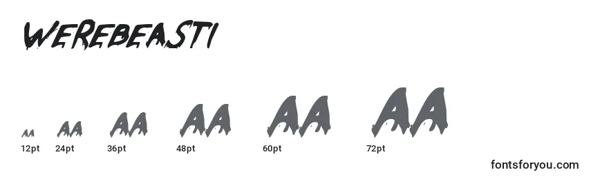 Werebeasti Font Sizes