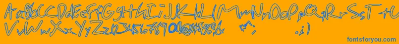 CheapPizza-Schriftart – Blaue Schriften auf orangefarbenem Hintergrund