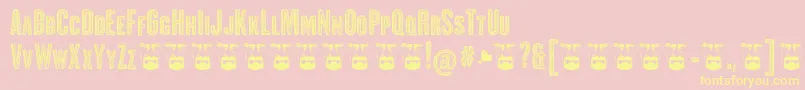 ClandestinaCapsErodedFfp-Schriftart – Gelbe Schriften auf rosa Hintergrund