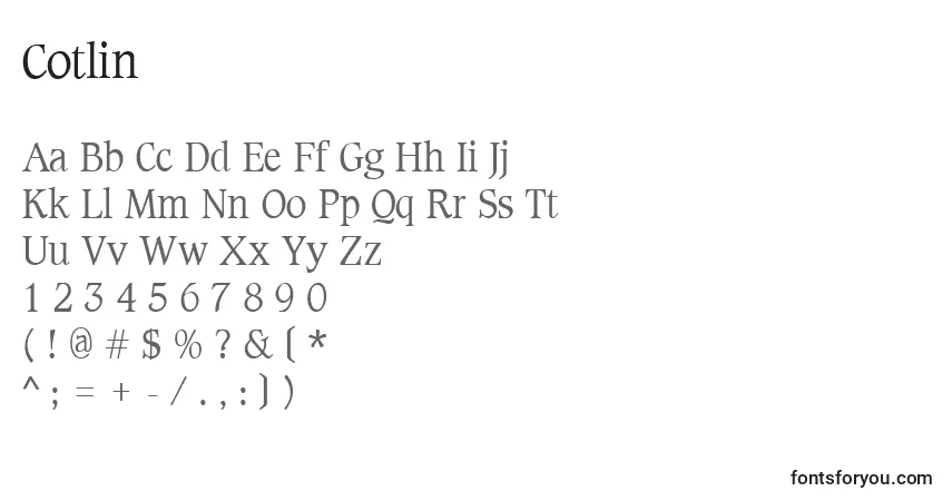 Schriftart Cotlin – Alphabet, Zahlen, spezielle Symbole