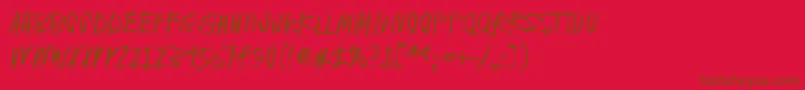 IceCreamForCrow-Schriftart – Braune Schriften auf rotem Hintergrund