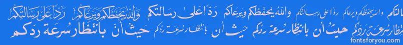 McsLetterWord4 Font – Pink Fonts on Blue Background