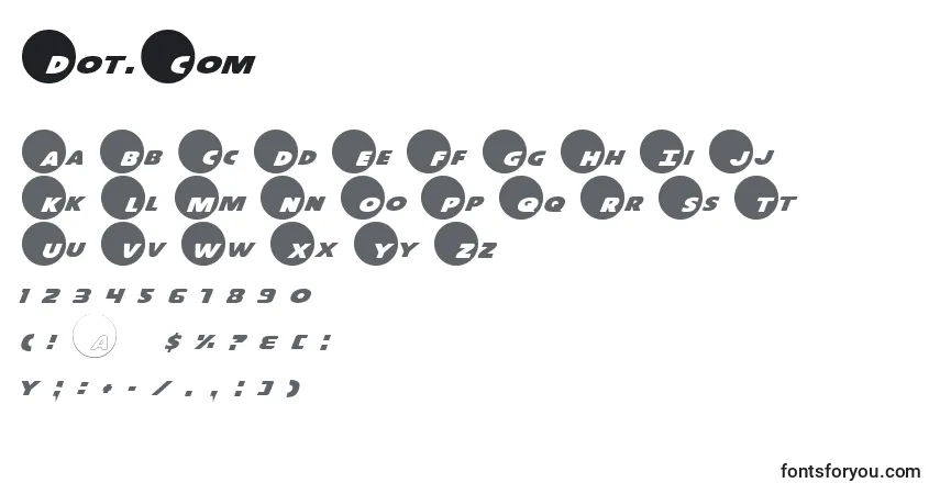 Czcionka Dot.Com – alfabet, cyfry, specjalne znaki