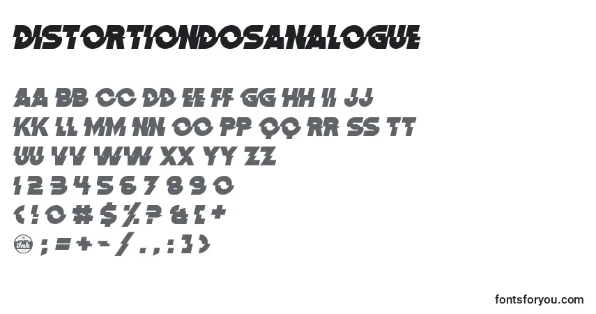 Czcionka DistortionDosAnalogue – alfabet, cyfry, specjalne znaki