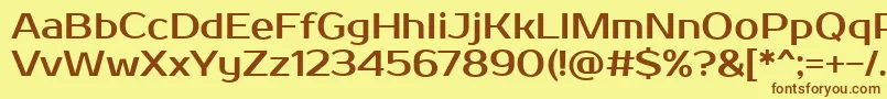 フォントProstoOne – 茶色の文字が黄色の背景にあります。