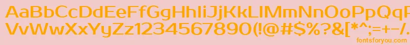 フォントProstoOne – オレンジの文字がピンクの背景にあります。