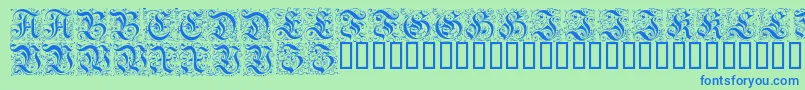 FeinsliebchenBarock-Schriftart – Blaue Schriften auf grünem Hintergrund