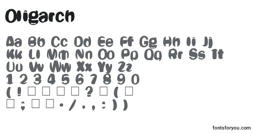 Czcionka Oligarch – alfabet, cyfry, specjalne znaki