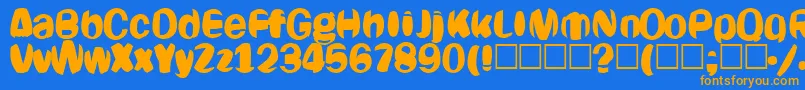 フォントOligarch – オレンジ色の文字が青い背景にあります。