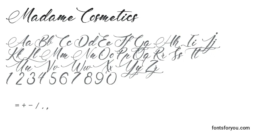 Шрифт MadameCosmetics – алфавит, цифры, специальные символы