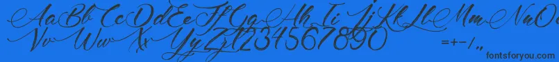 MadameCosmetics-Schriftart – Schwarze Schriften auf blauem Hintergrund