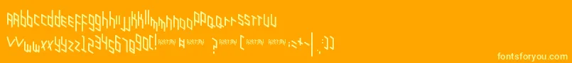 Zigzagzug-Schriftart – Gelbe Schriften auf orangefarbenem Hintergrund