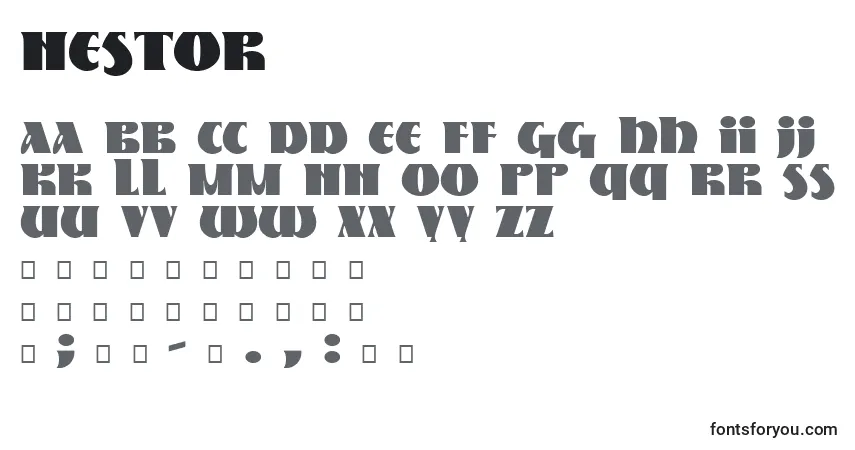 A fonte Nestor – alfabeto, números, caracteres especiais