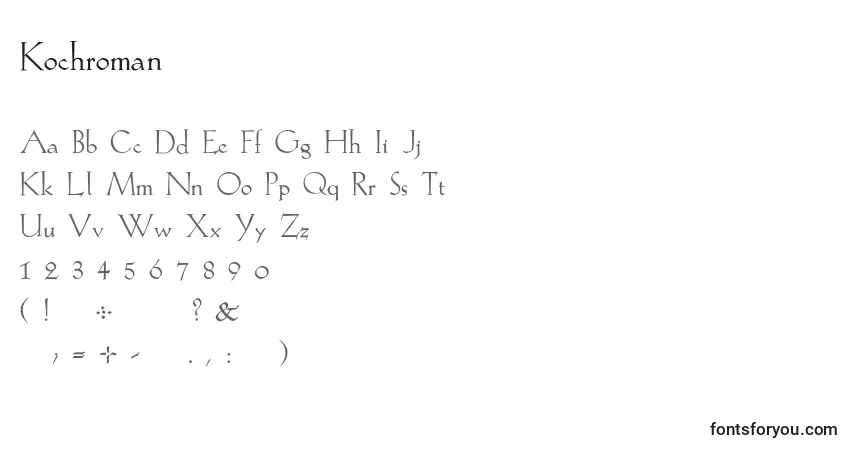 Czcionka Kochroman – alfabet, cyfry, specjalne znaki