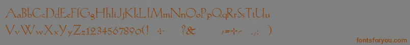 フォントKochroman – 茶色の文字が灰色の背景にあります。