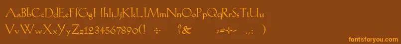 フォントKochroman – オレンジ色の文字が茶色の背景にあります。