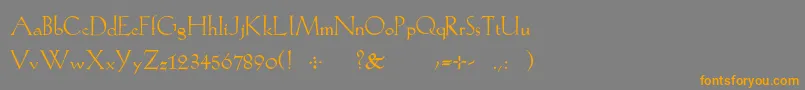 フォントKochroman – オレンジの文字は灰色の背景にあります。