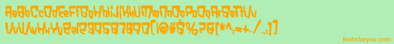 フォントVtcBadDatatripBold – オレンジの文字が緑の背景にあります。