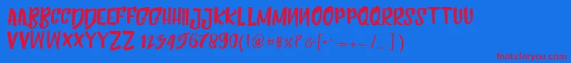 HumblleRoughtCaps Font – Red Fonts on Blue Background