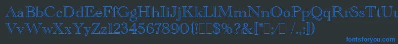 AcademyEngravedLetPlain.1.0 Font – Blue Fonts on Black Background