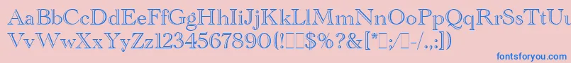 AcademyEngravedLetPlain.1.0 Font – Blue Fonts on Pink Background